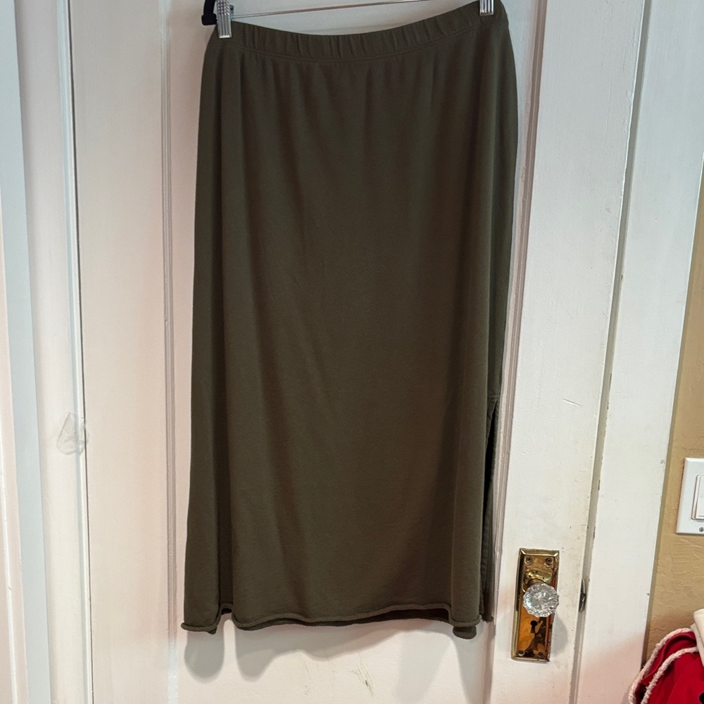Eileen Fisher Olive Midi Knit Skirt